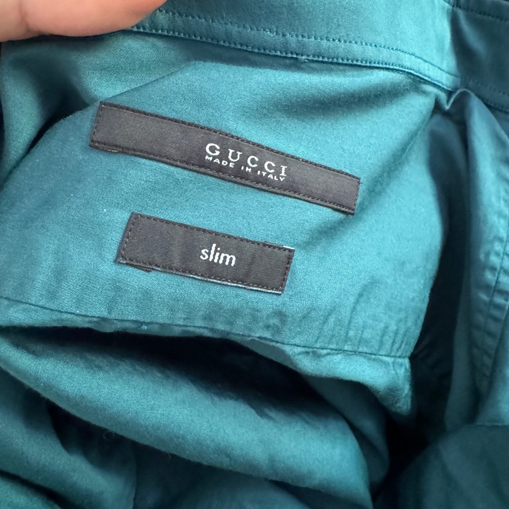 Gucci Teal Casual Button-Down Shirt size 39 15 1/2 men classic business night